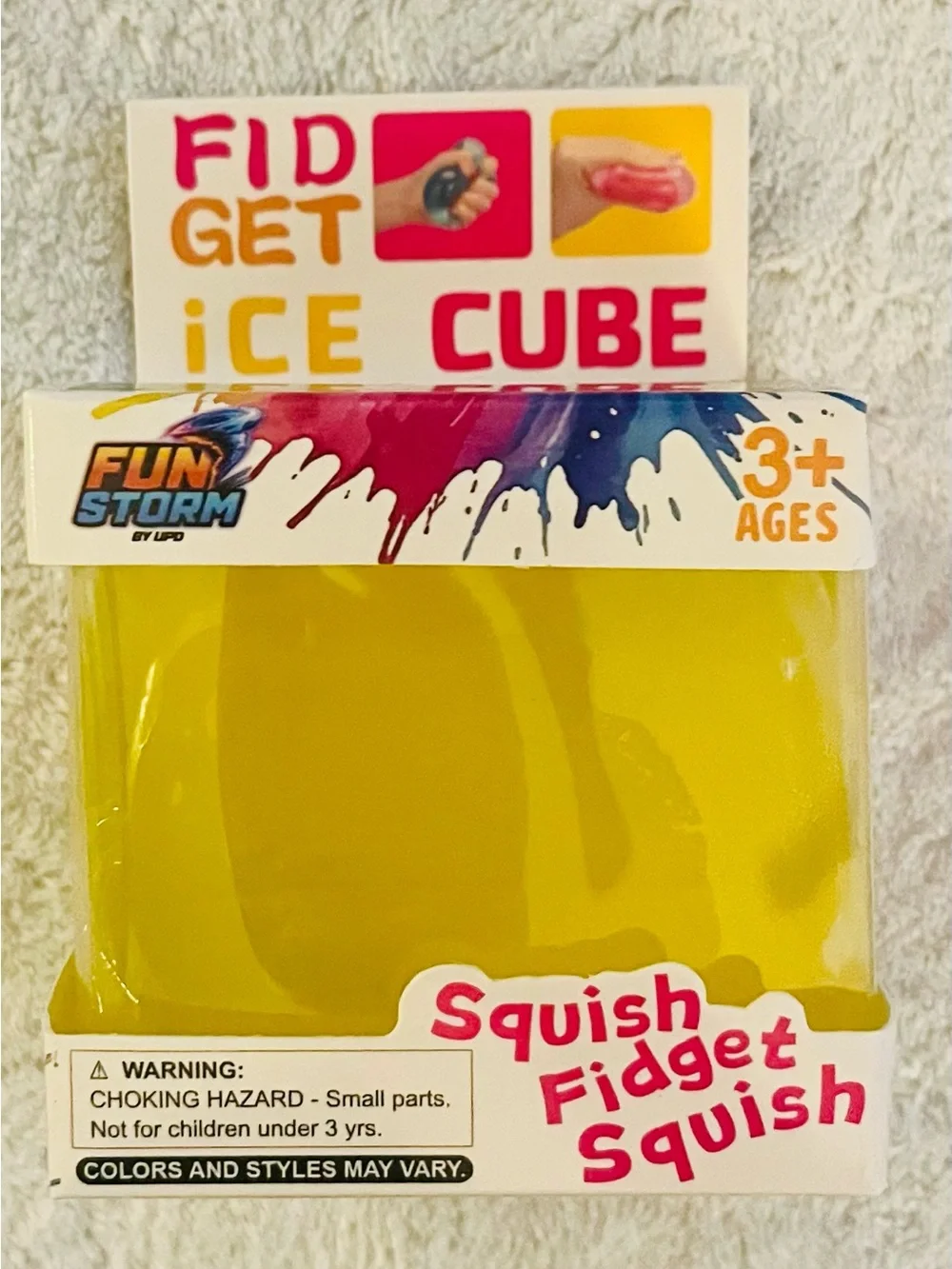 XL Storm Squish Fidget Cube Toy - Yellow